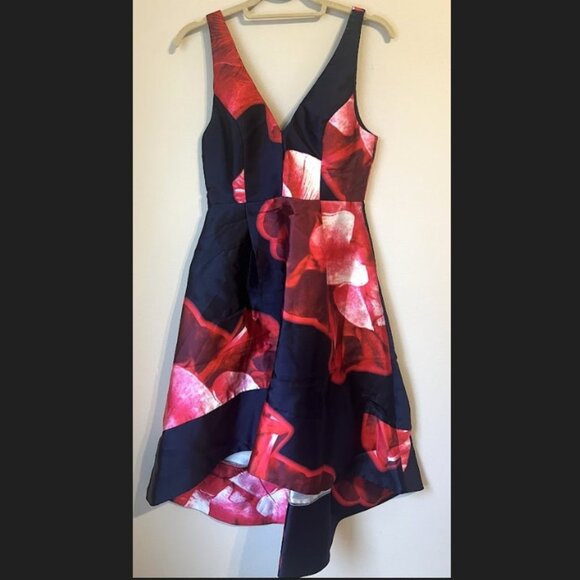 Hello Molly Navy & Red Floral Midi Dress Women's Size 8 - Picture 3 of 6